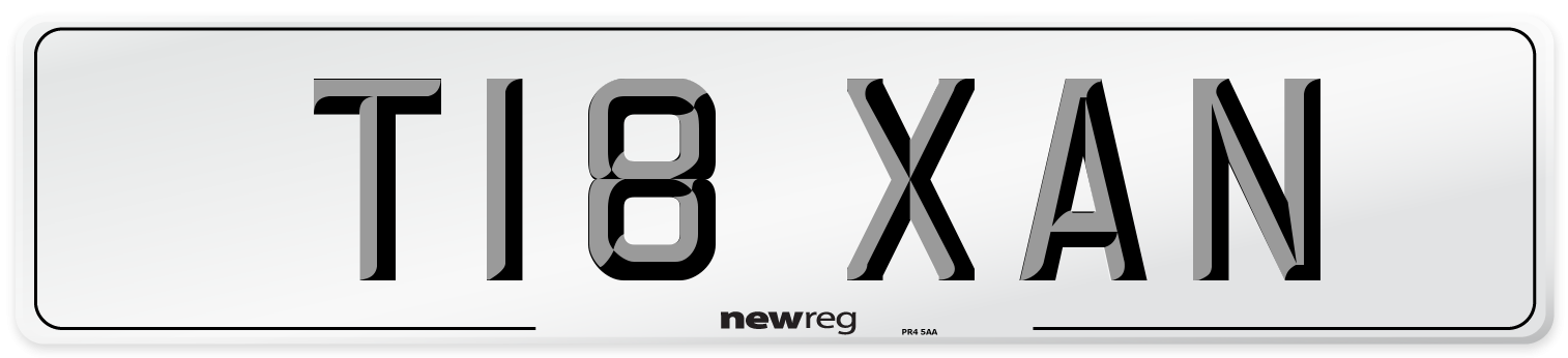 T18 XAN Number Plate from New Reg